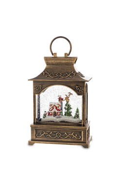 Christmas Charm, świąteczny lampion LED z mikołajem pozytywka, E, wys.29.5cm