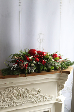 Red exclusive, świąteczny stroik LED na tacce, wym.19x50cm 