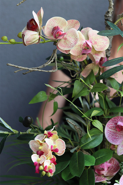 Lucille Gerano Granada, kompozycja ze storczykiem w wazonie, wys.90cm  