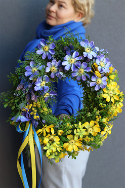 wianek na drzwi z rumiankiem, Ukraina 4, śr.40cm 