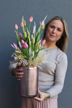 Tulipanowa Aura Salise, dekoracja kwiatowa w wazonie, wys.63cm  