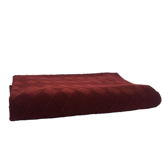 Knitted Vine, mięciutki koc / pled akrylowy, bordowy, wym.90x130cm