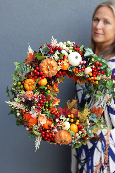 Jesień w Domu Big 2, jesienny wianek z dyniami