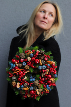 Wigilia Nova, świąteczny wianek z suszem, śr.28cm 