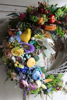 Jedrano, tęczowy wianek z ptaszkiem, śr.40cm