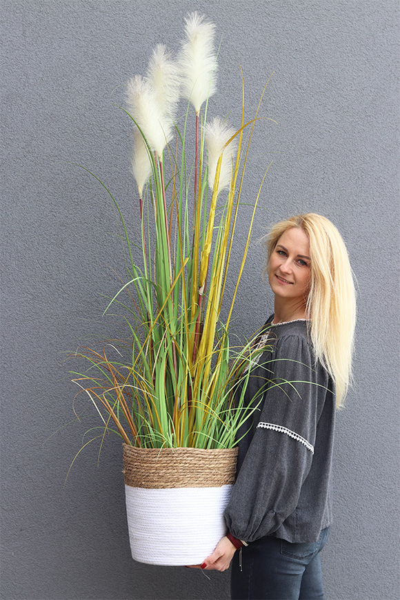 Naturiso Basket, sztuczna trawa pampasowa w koszu, wys.cm