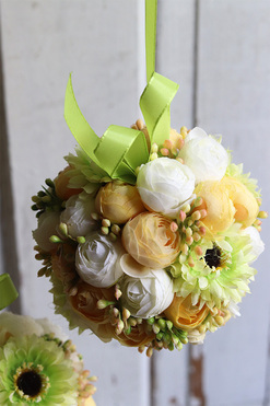 dekoracja kwiatowa kula, Yellona, śr.10cm 