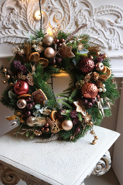 Miedziane Święta Small, wianek świąteczny, śr.40cm