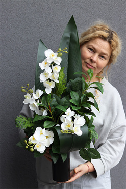 Orchidera Classica 2, bukiet nagrobny we wkładzie, dł.60cm