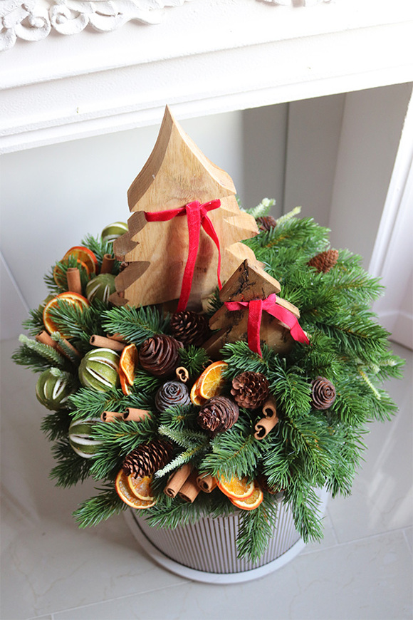 Naturalness, świąteczny stroik na plastrze drewna