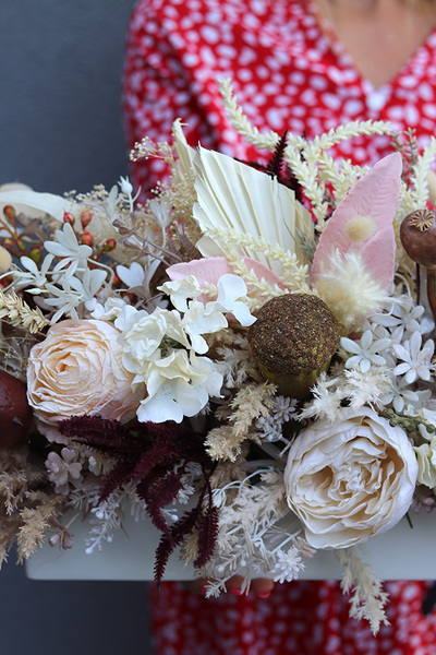 La Guel Autumn, kompozycja kwiatowa na długi blat, wym.32x100x34cm