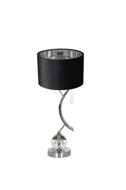 Silver Branch, lampa stołowa z abażurem, srebrno-czarny walec, wys.53cm