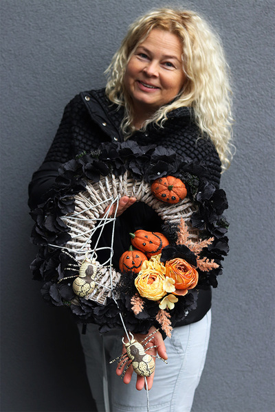 Halloween C, efektowny wianek na drzwi, śr.42cm 