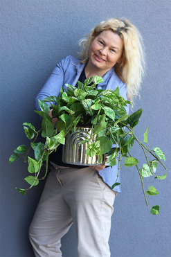  Hoja Golden Moment, sztuczna roślina w złotej donicy, wys.35/60cm