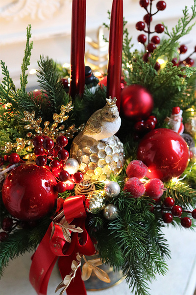 Gerenna LED, adwentowy stroik z bałwankiem w pucharze