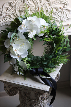 piękny wianek nagrobny Orchideasa, śr.43cm