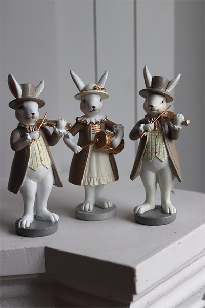 Bunny Cottage Beige, figurka wielkanocna zajączek