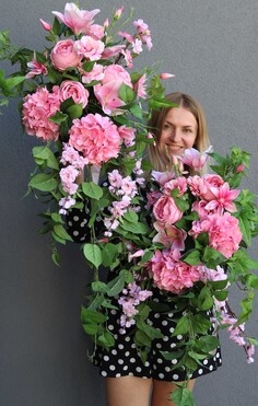 Mrągowo na Różowo, bukiet girlanda wisząca, dł.100cm