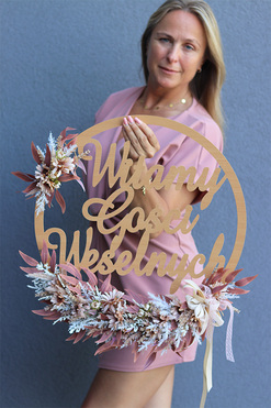 OD RĘKI Boho Love 3, krąg ślubny wianek, Witamy Gości Weselnych, śr.48cm  