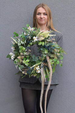 Leśne Lato, wianek dekoracyjny z jagodami, śr.49cm