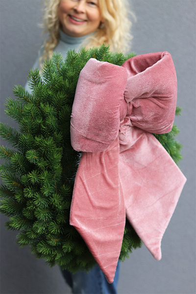 bożonarodzeniowy wieniec na drzwi, Papillon Pink Christmas, śr.60cm, limitowana edycja