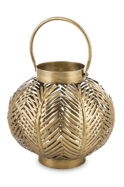 Liść Palmy A metalowy lampion boho, wym.36x26x26cm 