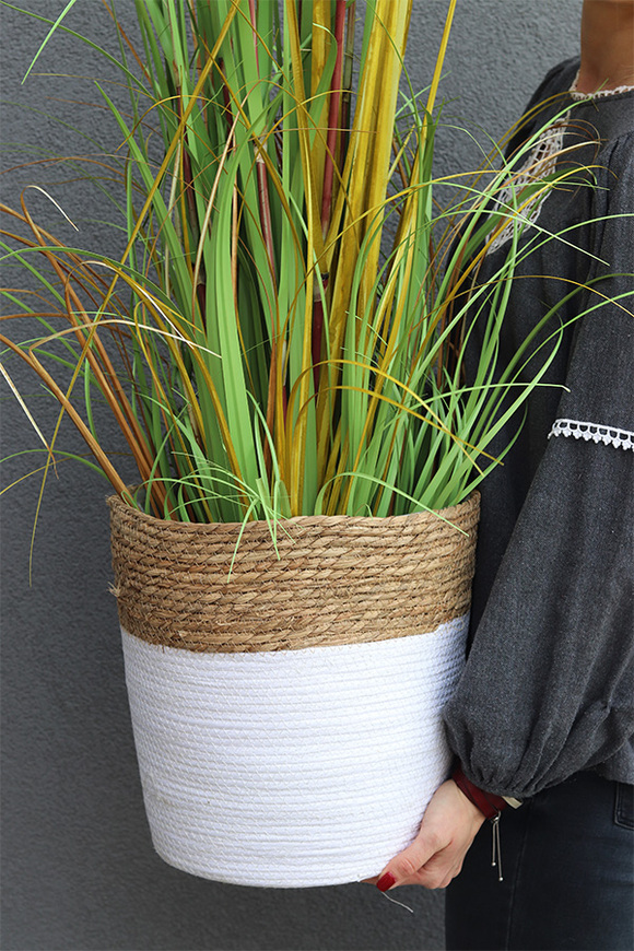 Naturiso Basket, sztuczna trawa pampasowa w koszu, wys.150cm