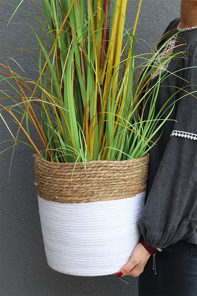 Naturiso Basket, sztuczna trawa pampasowa w koszu, wys.150cm