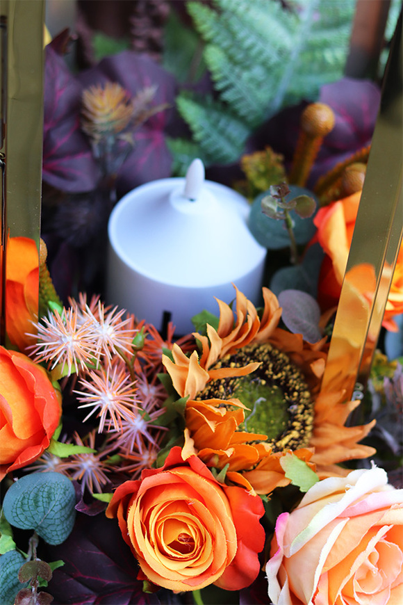 Angelo Garden Jesienny 2, lampion nagrobny z kwiatami