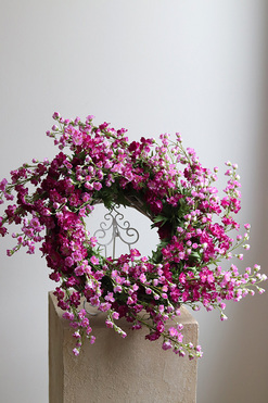 Pink FLowers 2, różowy wianek na drzwi, śr.59cm