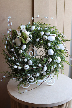 Kreolia, wielkanocny wianek na drzwi, śr.30cm