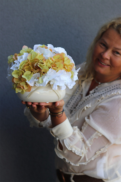 Hortensja Mini Bellin II, różowa kompozycja z kwiatów hortensji, wym.20x20x15cm