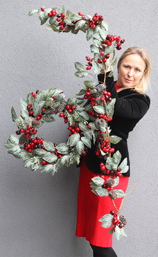 Scandi Winter, komplet dekoracji świątecznych, girlanda + wianek