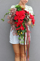 Orchidde Karminetta B, kompozycja sukulentów w donicy, wys.26x48cm