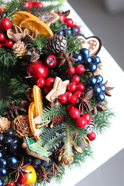 dekoracyjny wianek stroik Wigilia New