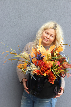 Autumn Decors Walter 2, jesienna kompozycja w donicy fiberglass, wym.59x69cm