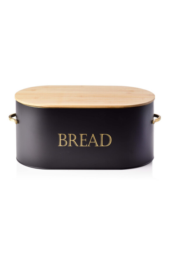 Bread, chlebak metalowy z drewnianą pokrywką