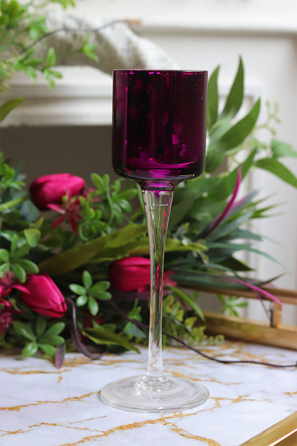 Fuschia Elegance szklany świecznik