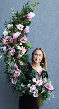 Julena Pink, komplet dekoracji nagrobnych, girlanda + bukiet 