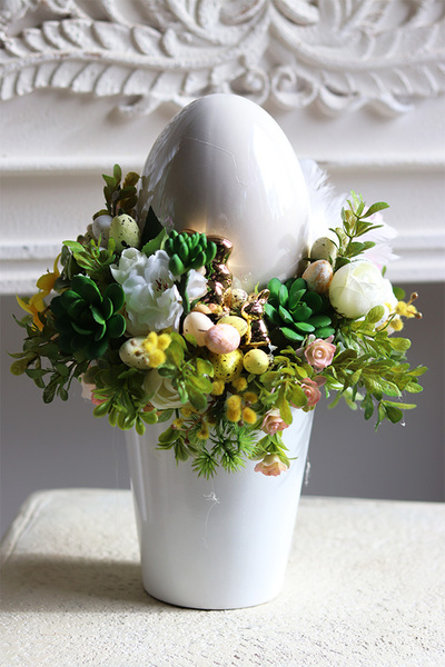 Pastellove Jajo, wielkanocny stroik w naczyniu