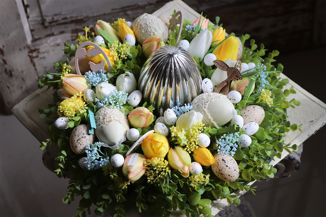 Modesti, wielkanocny wianek z jajkami, śr.35cm 