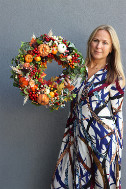 Jesień w Domu Big 2, jesienny wianek z dyniami, śr.44cm  