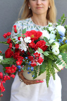 Polonijna, kompozycja kwiatowa w donicy, wym.80x30x35cm