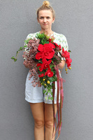 Orchidde Karminetta B, kompozycja sukulentów w donicy, wys.26x48cm