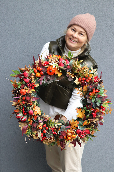 Boski, jesienny wianek z pięknymi dodatkami