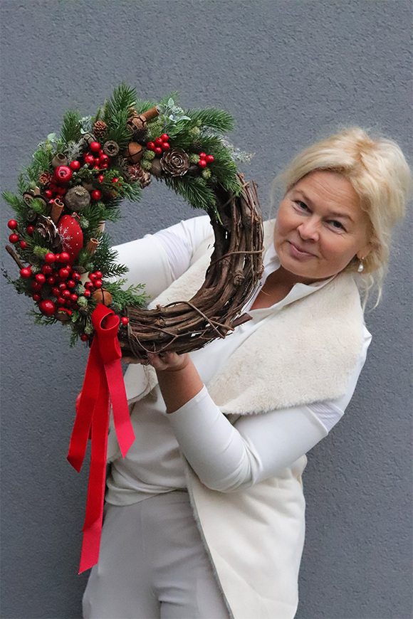 Kolorowo na Święta, zimowy wianek na drzwi