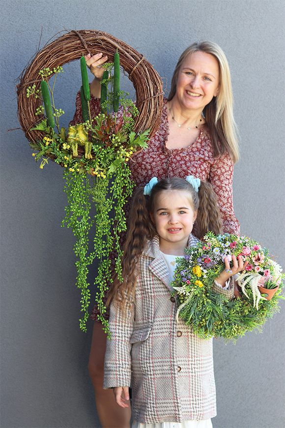 Ogrodowe Doniczki, kwiatowy wianek na drzwi