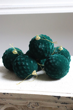 Królewskie Welurowe, bombki choinkowe, zielone, śr.6cm, kpl.6szt