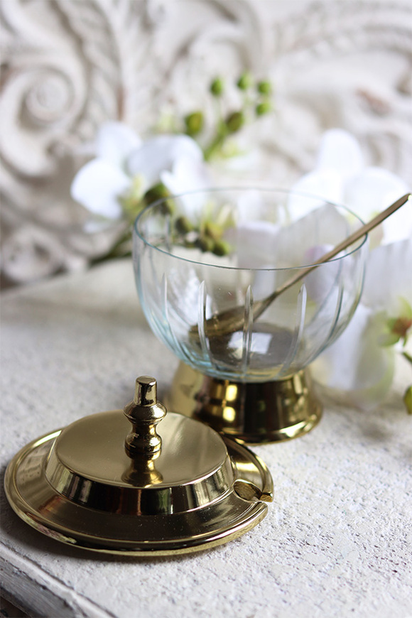 szklana cukiernica z pokrywką, duży, Lux Villa Gold Glamour