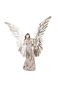 Fanuel B, figurka świąteczna anioł z metalowymi skrzydłami, wys.65cm